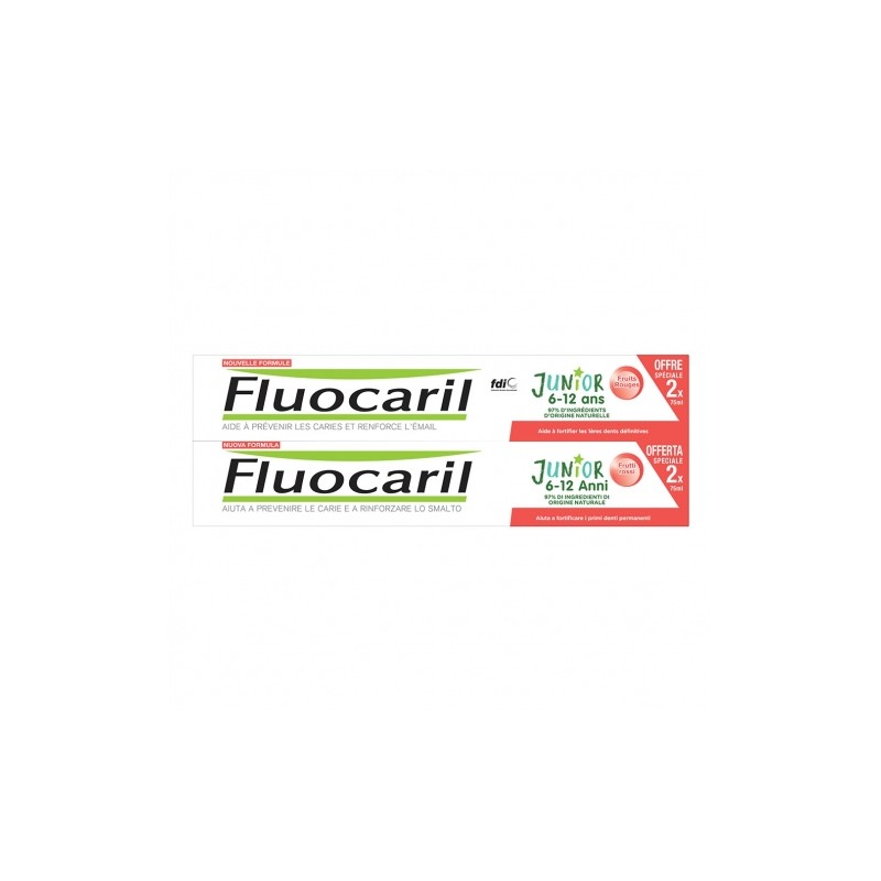Fluocaril Dentifrice Junior 6-12 ans Fruits Rouges 75ml x 2