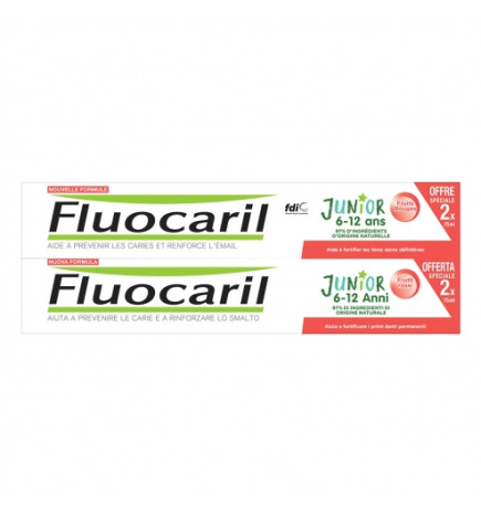 Fluocaril Dentifrice Junior 6-12 ans Fruits Rouges 75ml x 2