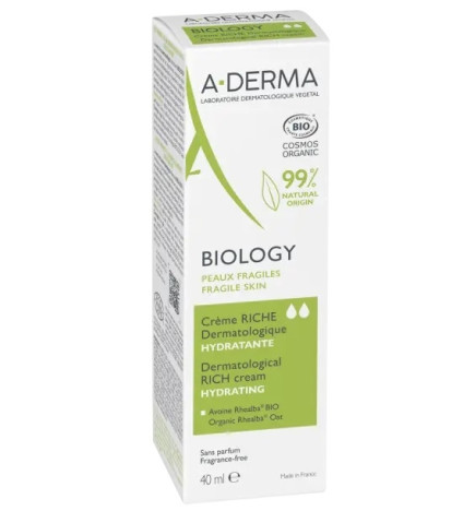A-DERMA – Biology Crème Riche Dermatologique Hydratante, 40 ml