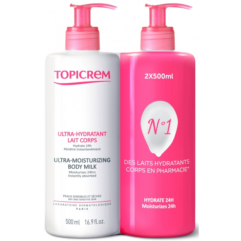 Topicrem Ultra-hydratant Lait Corps 2 x 500 ml