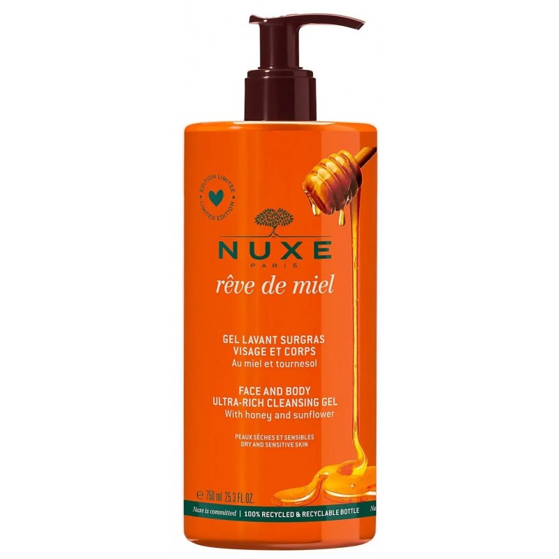 Nuxe Gel Lavant Surgras visage et corps Rêve de Miel 750 ml