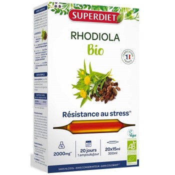 Super Diet Rhodiola Bio Résistance au Stress 20 Ampoules de 15ml