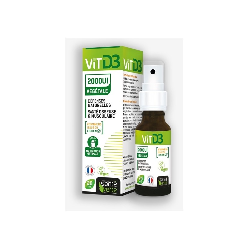 Santé Verte Vitamine D3 VÉGÉTALE 2000UI 20ml