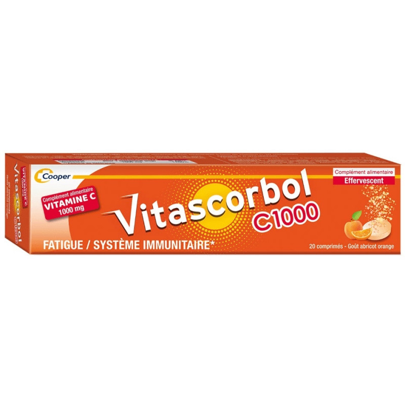 Cooper – Vitascorbol Vitamine C 1000 mg, 20 comprimés effervescents Cooper – Vitascorbol Vitamine C 1000 mg, 20 comprimés effervescents