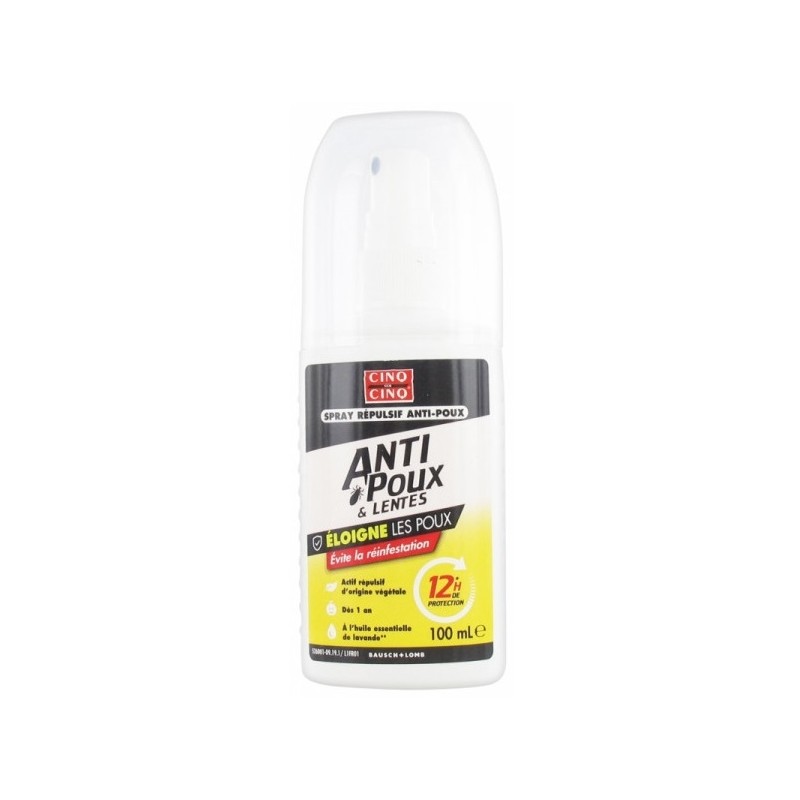 Cinq sur Cinq Spray Répulsif Anti-Poux Protection 12H 100 ml