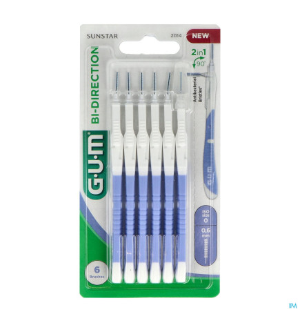 GUM – Brossettes Interdentaires BiDirection 0.6 mm x6