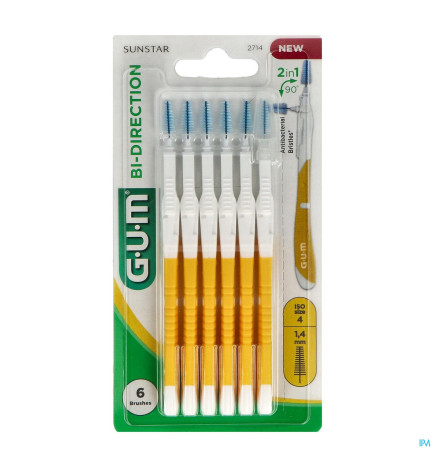 GUM – Brossettes Interdentaires BiDirection 1.4 mm x6