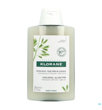 Klorane – avoine shampoing extra-doux au lait d’avoine, usage fréquent, tous types de cheveux dès 3 ans, 200 ml