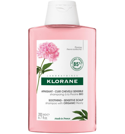 Klorane – pivoine shampoing apaisant à la pivoine bio, cuir chevelu sensible, 200 ml