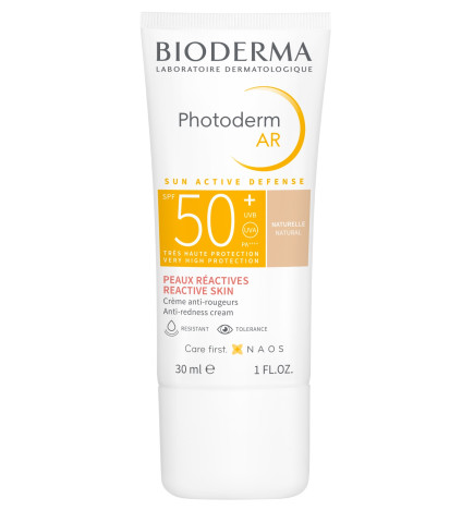 Bioderma – Photoderm AR, crème teintée anti-rougeurs peaux réactives SPF50+, 30 ml