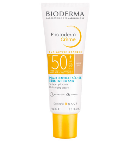 Bioderma – Photoderm, crème teintée claire peaux sensibles sèches SPF50+, 40 ml