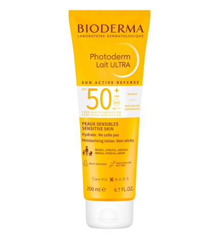 Bioderma – Photoderm Lait ULTRA SPF50+, invisible non parfumé, peaux sensibles, 200 ml
