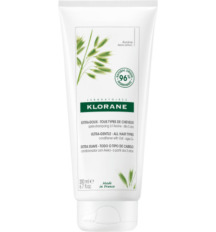 Klorane – avoine soin après-shampoing extra-doux au lait d’avoine, usage fréquent, 200 ml
