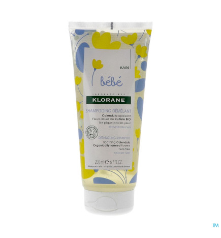 Klorane – bébé shampoing doux démêlant au calendula apaisant, cheveux délicats, 200 ml