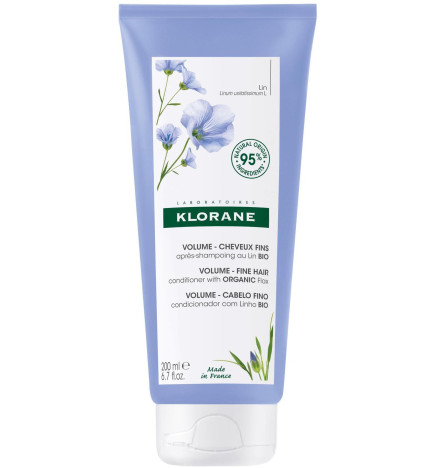 Klorane – lin baume après-shampoing au lin bio, volume, cheveux fins, 200 ml