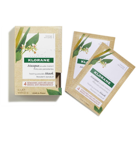 Klorane – masque-poudre traitant antipelliculaire au galanga, pellicules persistantes, 8 × 3 g