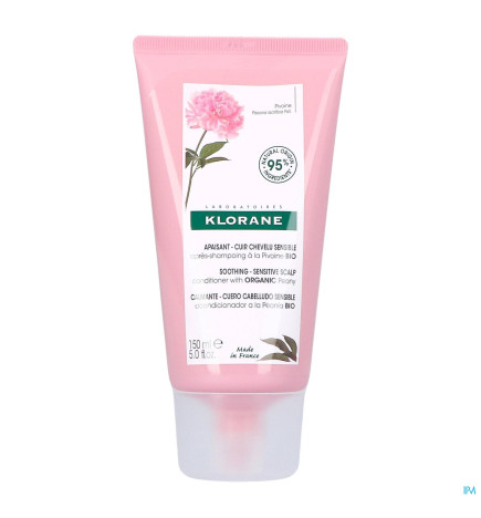 Klorane – pivoine après-shampoing apaisant & anti-irritant à la pivoine, cuir chevelu sensible & irrité, 150 ml
