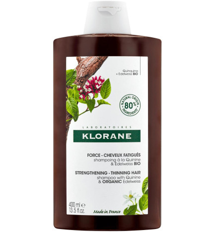 Klorane – quinine shampoing fortifiant à la quinine & edelweiss bio, chute de cheveux, 400 ml