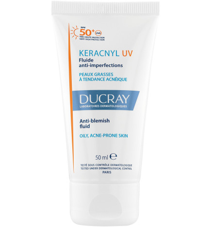 Ducray – Keracnyl UV fluide anti-imperfections peaux grasses à tendance acnéique spf50+, 50 ml