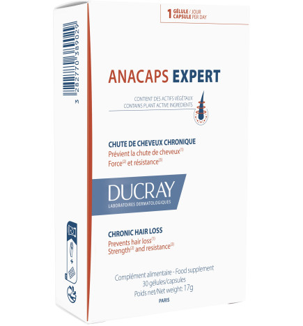 Ducray – Anacaps expert chute de cheveux chronique hormonale et héréditaire cure 1 mois, 30 gélules