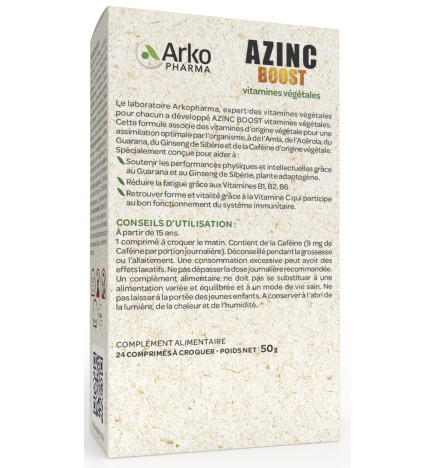 Azinc – Boost vitamines végétales, 24 comprimés