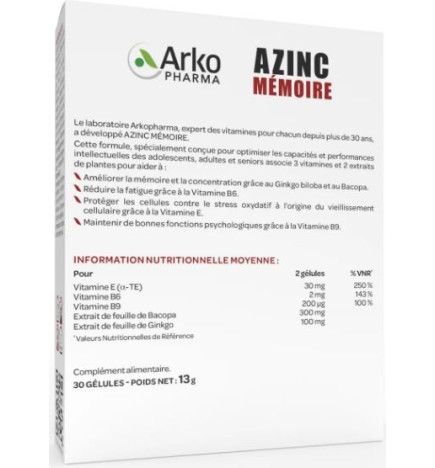 Azinc – Mémoire, 30 comprimés
