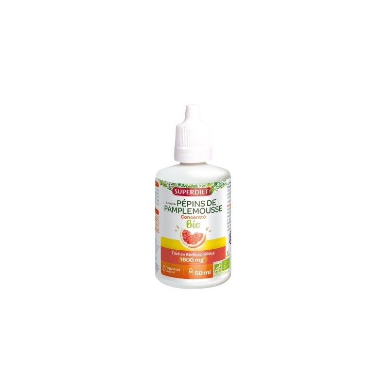 Superdiet Extrait de Pépins de Pamplemousse Concentré 1600 mg Bio 50 ml