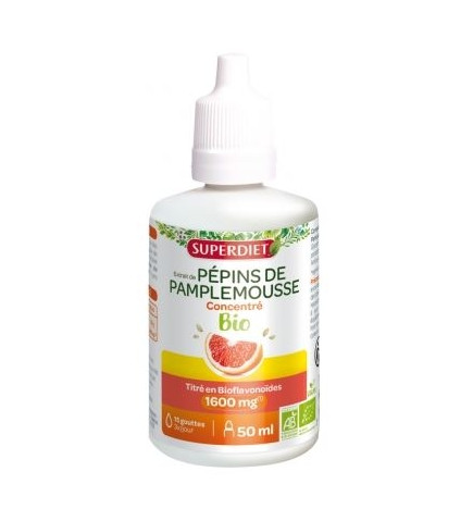 Superdiet Extrait de Pépins de Pamplemousse Concentré 1600 mg Bio 50 ml