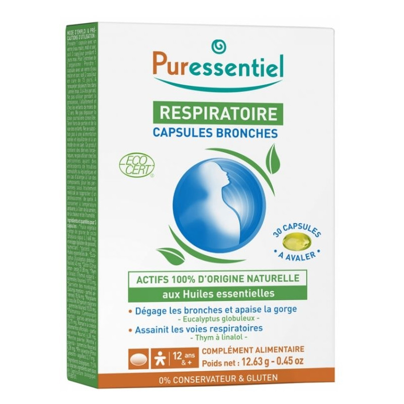 Puressentiel – Respiratoire Capsules Bronches Bio, 30 capsules