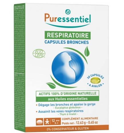 Puressentiel – Respiratoire Capsules Bronches Bio, 30 capsules
