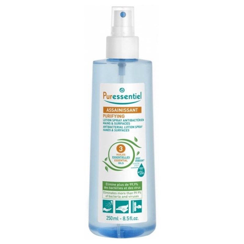 Assainissant Lotion Spray Antibactérien Mains & Surfaces aux 3 Huiles Essentielles 250 ml