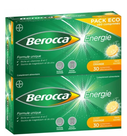 Énergie Goût Orange 60 Comprimés Effervescents Sans Sucres Pack Eco