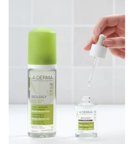A-DERMA – Biology Mousse Nettoyante Dermatologique Hydra-Protectrice, 150 ml