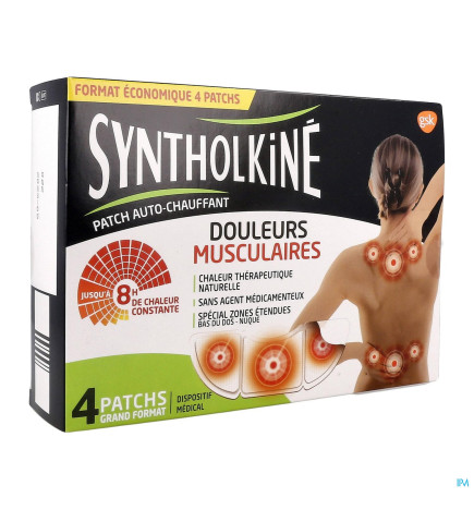 Syntholkiné – Patch chauffant auto-adhésif 8h, grand modèle x4