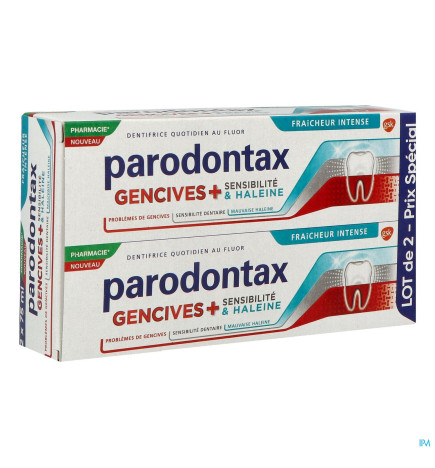 Parodontax – dentifrice gencives + sensibilité haleine fraîcheur intense, 2 × 75 ml