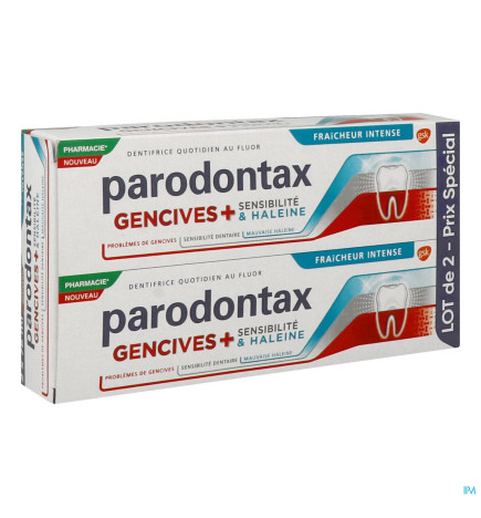 Parodontax – dentifrice gencives + sensibilité haleine fraîcheur intense, 2 × 75 ml