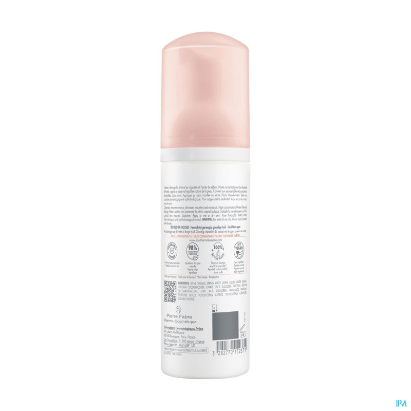 Avène – Mousse nettoyante douceur peaux sensibles, 150 ml