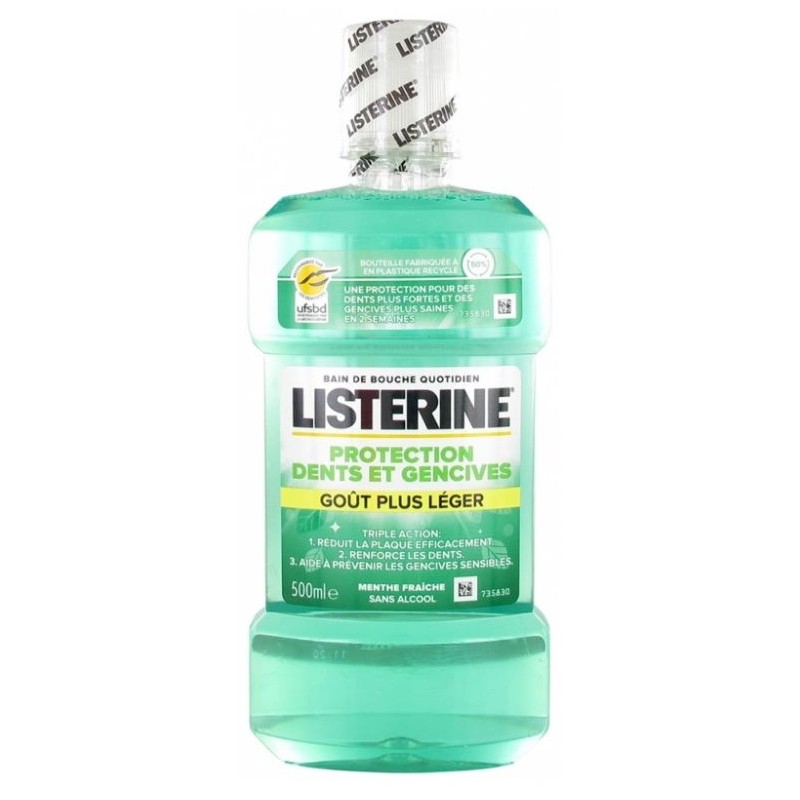 Listerine Protection Dents Gencives Bain De Bouche Gout Plus Leger 500ml