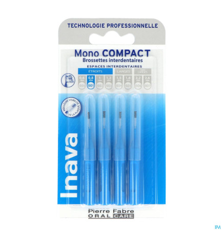 Inava – Brossettes interdentaires mono compact bleu, 4 brossettes