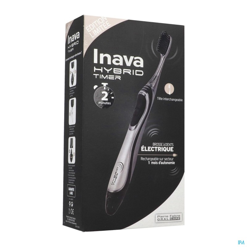 Inava – Hybrid Timer, brosse à dents électrique, black