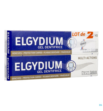 Elgydium – Gel dentifrice Multi-actions, 75 ml, x2