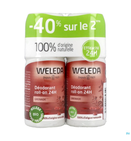 Weleda – Grenade Déodorant 24h Roll-On, 50 ml x2