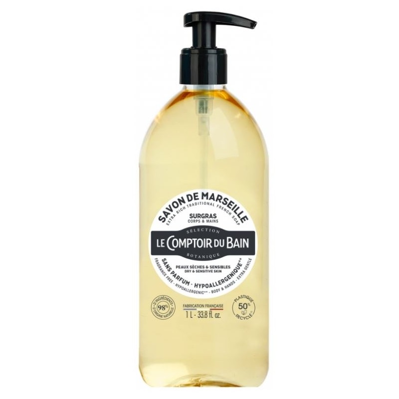 Le Comptoir du Bain – Savon Surgras de Marseille Hypoallergénique, 1 L