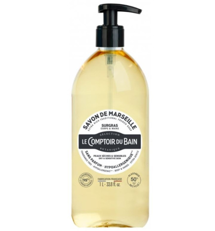 Le Comptoir du Bain – Savon Surgras de Marseille Hypoallergénique, 1 L