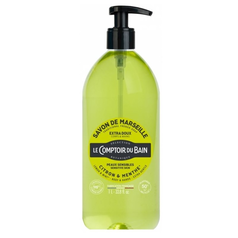 Le Comptoir Du Bain Savon De Marseille Liquide Citron Menthe 1l