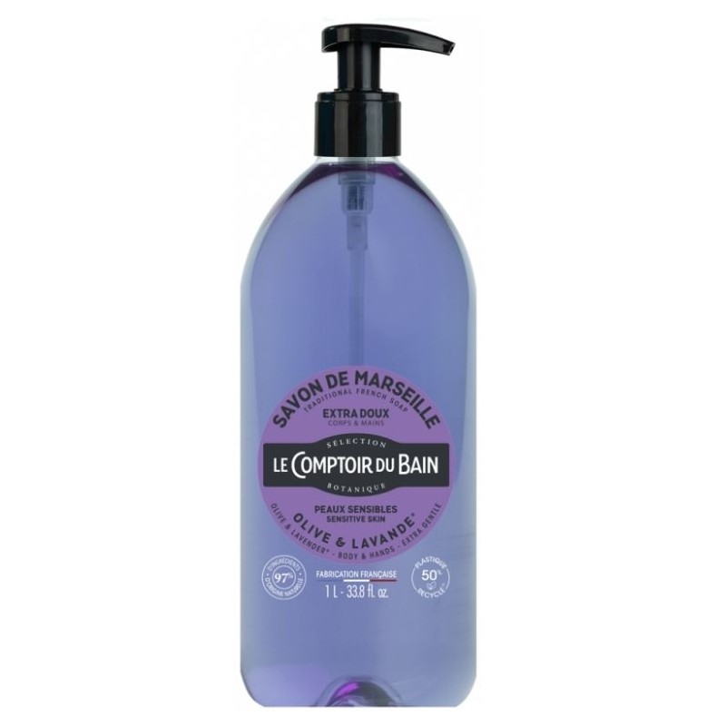 Le Comptoir du Bain – Savon de Marseille Olive-Lavande, 1 L