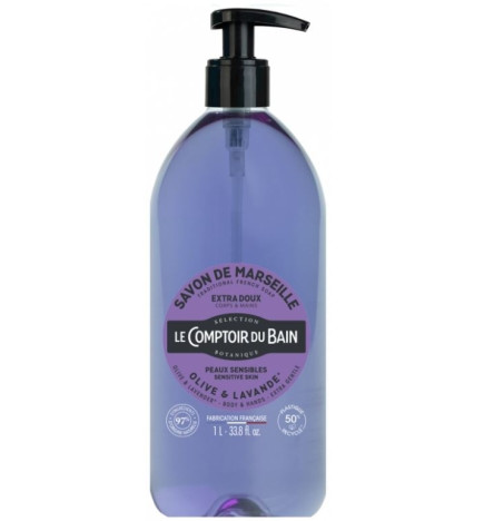 Le Comptoir du Bain – Savon de Marseille Olive-Lavande, 1 L