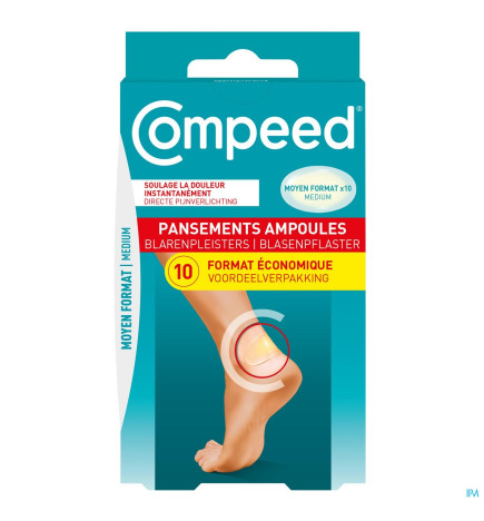 Compeed – pansements ampoules moyen format, 10 pansements