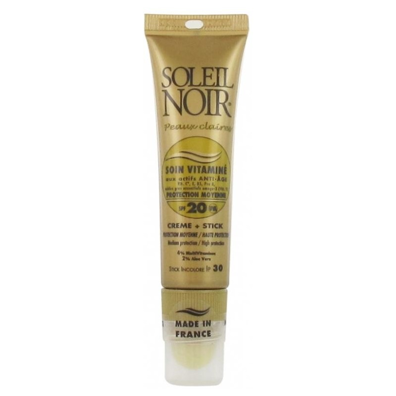 Soleil Noir Combi Ip 20 Stick Et Creme Protection Moyenne 20ml + 2ml