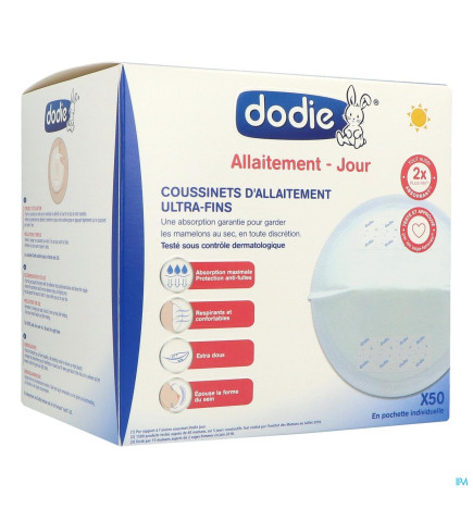 Dodie – Coussinets allaitement slim jour, pochette individuelle x50